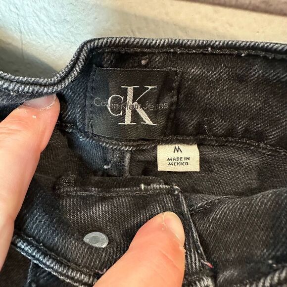 Calvin Klein Black Denim Mini Skirt M Stretch - Picture 2 of 10